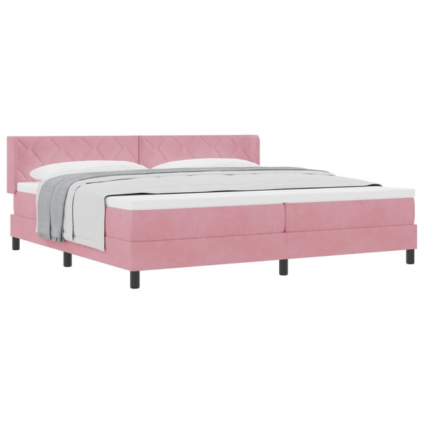 vidaXL Lit à ressorts avec matelas Rose 200 x 200 cm Polyester