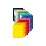 Chemise 3 rabats elastique Carte lustrée 5/10e 400g, Couleurs assorties aléatoire EXACOMPTA