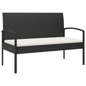 vidaXL Banc de jardin avec coussin noir 105 cm résine tressée