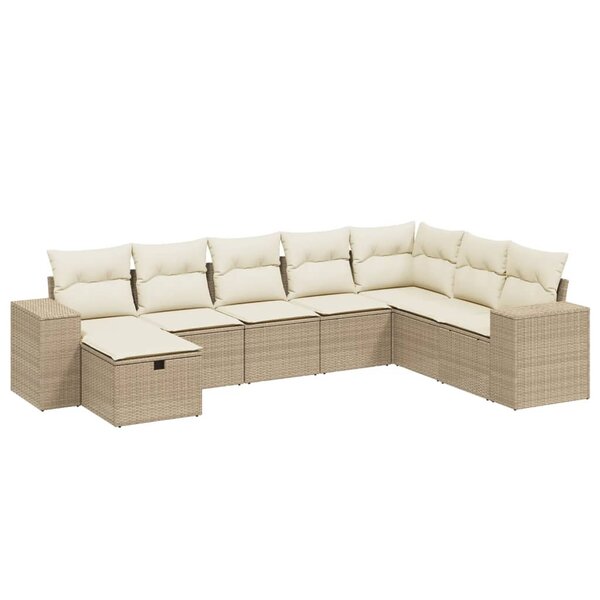 vidaXL Salon de jardin avec coussins 8 Pièces beige résine tressée