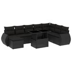 vidaXL Salon de jardin 9 Pièces avec coussins noir résine tressée