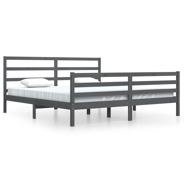 vidaXL Cadre de lit sans matelas bois massif de pin gris 200x200 cm