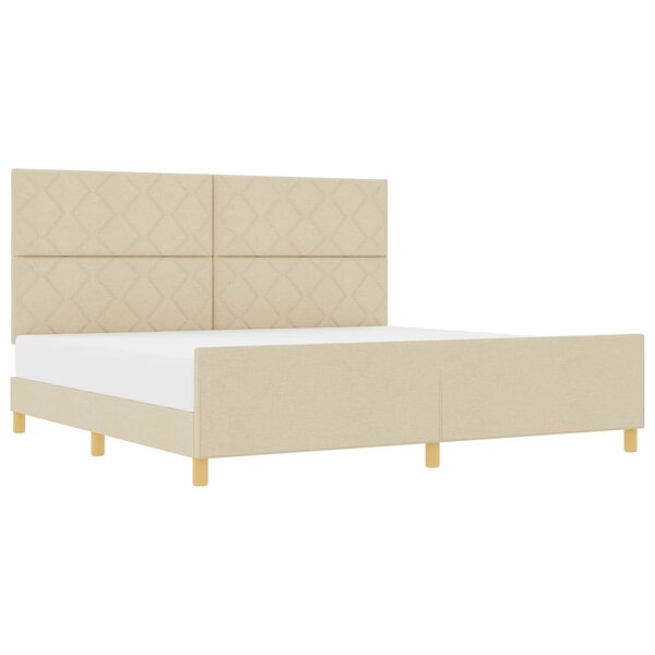 vidaXL Cadre de lit avec tête de lit Crème 200 x 200 cm tissu