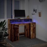 vidaXL Bureau avec lumières LED vieux bois bois d'ingénierie