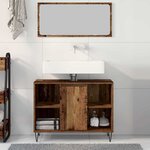 vidaXL Cabinet de salle de bain avec porte Bois Ancien 80 x 33 x 60 cm