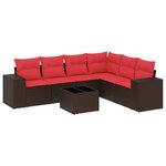 vidaXL Salon de jardin avec coussins 7 Pièces marron résine tressée
