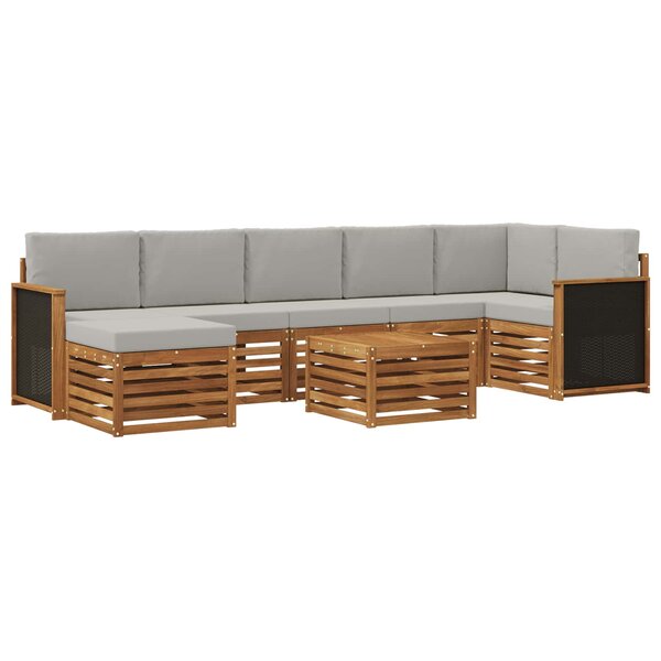 vidaXL Ensemble de canapés d'extérieur 7 pc Naturel et gris clair