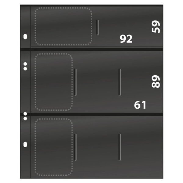 Feuilles Multi Collect Lindner noires à 8 poches pour télécartes.