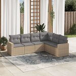 vidaXL Salon de jardin avec coussins 6 Pièces beige résine tressée