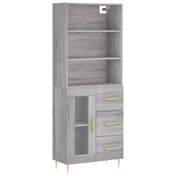 vidaXL Buffet haut Sonoma gris 69 5x34x180 cm Bois d'ingénierie
