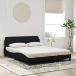 vidaXL Lit avec matelas Dover noir 160x200 cm velours