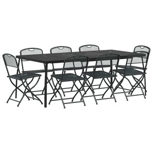 vidaXL Ensemble de meubles d'extérieur 9 Pièces Anthracite Fer et Acier