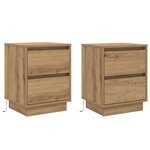vidaXL Tables de Chevet avec Lumières LED 2 Pièces Chêne 39x34.5x50 cm