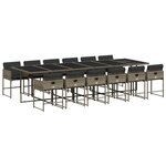 vidaXL Ensemble à manger de jardin coussins 13 Pièces gris résine tressée