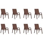 vidaXL Ensemble à manger de jardin 9 Pièces Marron et noir