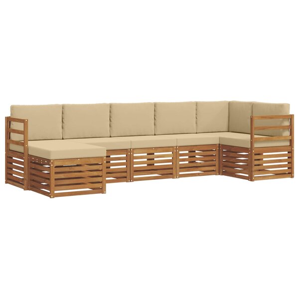 vidaXL Ensemble de canapé d'angle avec coussin 7 Pièces Naturel et Beige