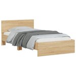 vidaXL Cadre de lit tête de lit et lumières LED chêne sonoma 100x200cm