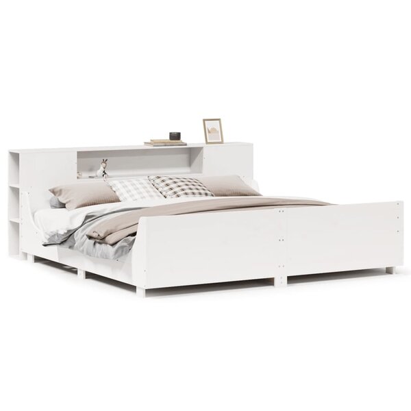 vidaXL Cadre de lit sans matelas blanc 200x200 cm bois massif de pin