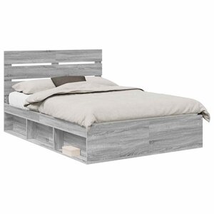 vidaXL Cadre de lit Gris Sonoma 140 x 200 cm Bois de pin massif