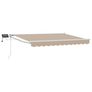 vidaXL Store rétractable manuel avec LEDs Beige et blanc 3 5 x 2 5 m