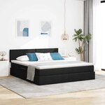 vidaXL Lit de rangement LED avec matelas Noir 160 x 200 cm Tissu