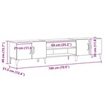 vidaXL Meuble TV Chêne noir 180 x 31.5 x 40 cm Bois d'ingénierie
