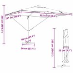 vidaXL Parasol déporté Roma avec LEDs bleu azur  352 x 251 x 265 cm en aluminium