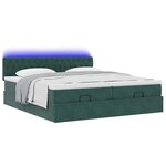 vidaXL Cadre de lit ottoman avec matelas vert foncé 200x200 cm velours