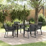 vidaXL Ensemble de salle à manger pour jardin 5 Pièces Noir Poly rotin