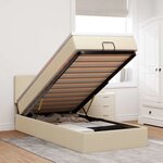 vidaXL Lit ottoman avec matelas et LED crème 90x200 cm tissu
