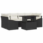 vidaXL Ensemble de canapé de jardin 7 Pièces Noir Poly rotin