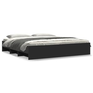 vidaXL Cadre de lit sans matelas noir 200x200 cm bois d'ingénierie