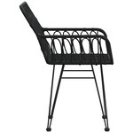 vidaXL Chaises de jardin 2 Pièces avec accoudoir Noir 56x64x80 cm