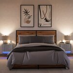 vidaXL Tables de chevet murales avec lumières LED 2 Pièces sonoma gris