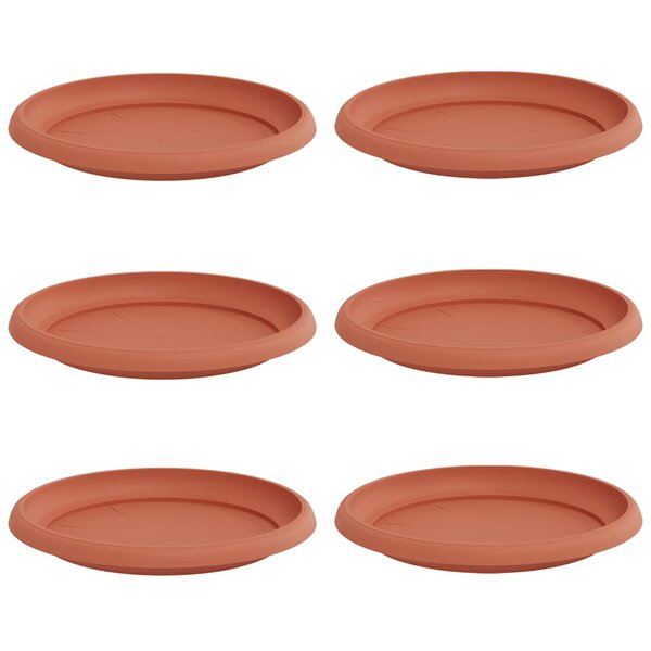vidaXL Plateau à fleurs rond 6 pc Rouge brique Ø 21 5 x 2 5 cm