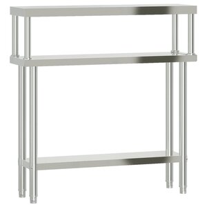 vidaXL Table de travail de cuisine avec étagère 110x30x120 cm inox