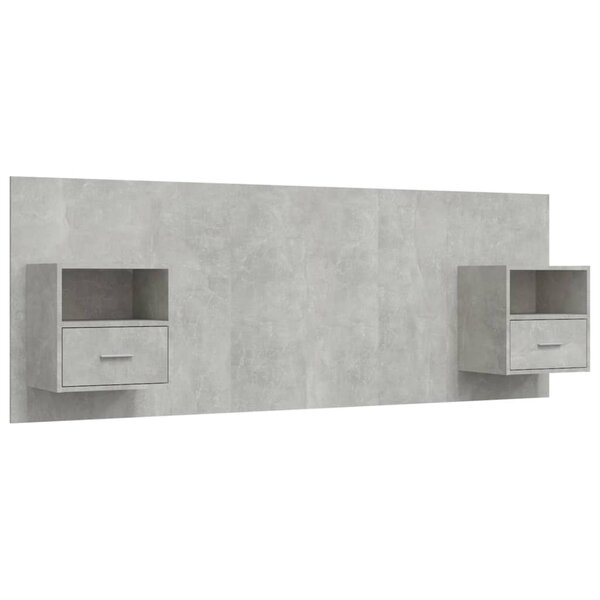vidaXL Tête de lit avec armoires Gris béton Bois d'ingénierie