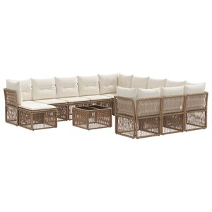 vidaXL Ensemble de canapé de jardin 13 Pièces Beige polyrotin