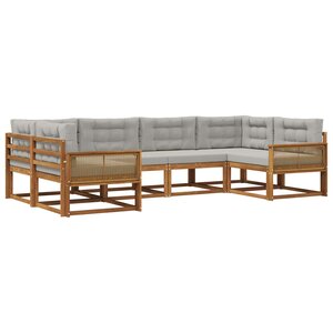 vidaXL Ensemble de canapés d'extérieur 6 pc Naturel et gris clair