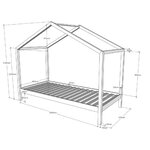 Dallas Lit cabane 90X200cm Naturel + Tente textile Papillon