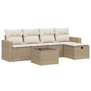 vidaXL Salon de jardin avec coussins 6 Pièces beige résine tressée