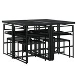 vidaXL Ensemble à manger de jardin 9Pièces coussins noir résine tressée