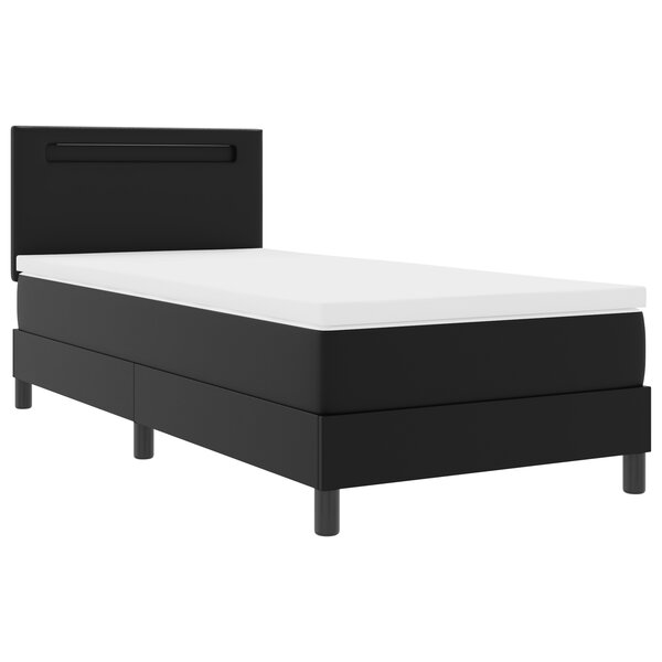 vidaXL Lit Box Spring avec matelas – Noir  90x200 cm  cuir synthétique