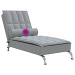 vidaXL Chaise longue de massage avec traversin gris clair tissu
