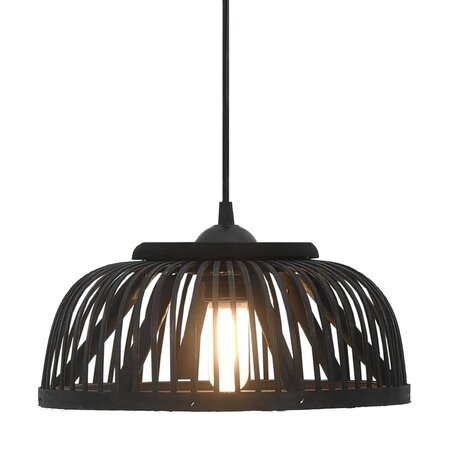Icaverne - Lampes Superbe Lampe suspendue Noir Osier 40 W 30x12 cm Demi-cercle E27