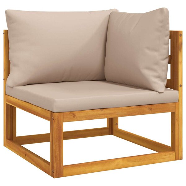 vidaXL Canapé d'angle sectionnel et coussins taupe bois massif acacia