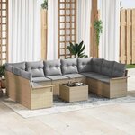 vidaXL Ensemble de canapé de jardin 10 Pièces Noir Poly rotin