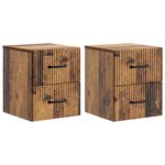 vidaXL Cabinet de chevet mural 2 Pièces Bois ancien 34 5 x 33 x 40 cm