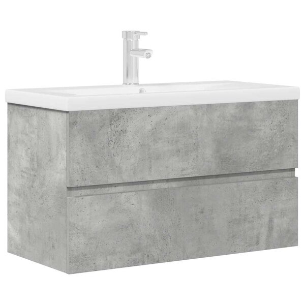 vidaXL Ensemble de meubles de salle de bain 2 Pièces gris béton