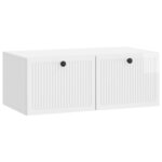 vidaXL Meuble TV mural Montage mural Blanc brillant 78 5 x 41 x 30 cm